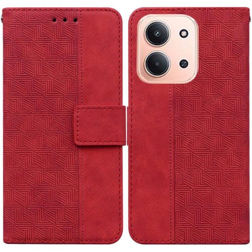 Funda de cuero con relieve geométrico para Redmi 15C 4G (173,1 mm) / Redmi 15C 5G (173,1 mm) (Rojo)