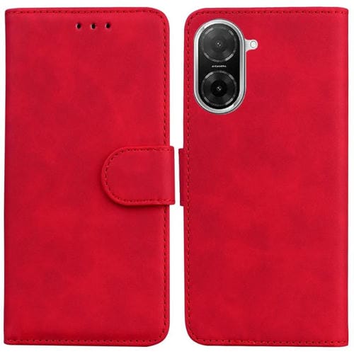 Funda de cuero con tapa para Redmi A5 4G (171,7 mm), color puro y tacto suave (rojo)