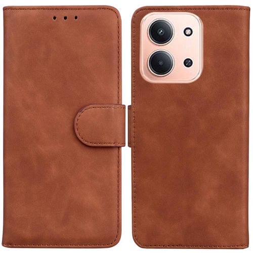 Funda de cuero con tapa de color puro y tacto suave para Redmi 15C 4G (173,1 mm) / Redmi 15C 5G (173,1 mm) (marrón)
