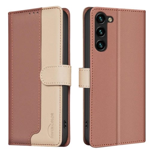 Funda de Cuero Antirrobo con Protección Rfid para Samsung Galaxy S22+ 5G (Marrón)