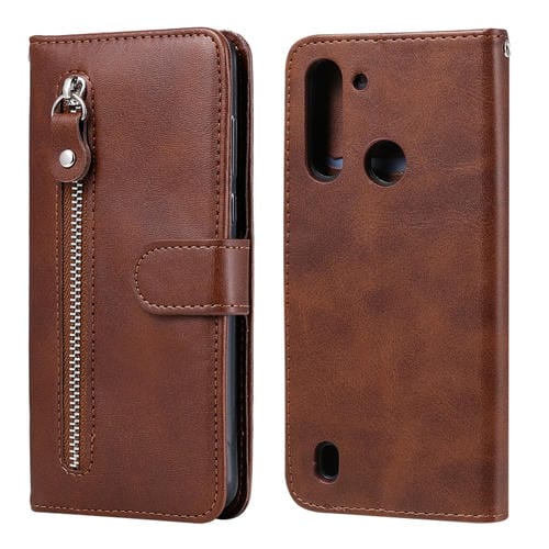 Para Motorola Moto G8 Power Lite Fashion Calf Texture Zipper Funda de cuero con tapa horizontal con soporte, ranuras para tarjetas y función de billetera