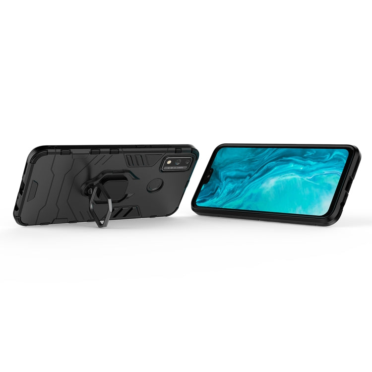 Para Huawei Honor 9X Lite Funda protectora PC + TPU a prueba de golpes con soporte para anillo magnético (Negro)