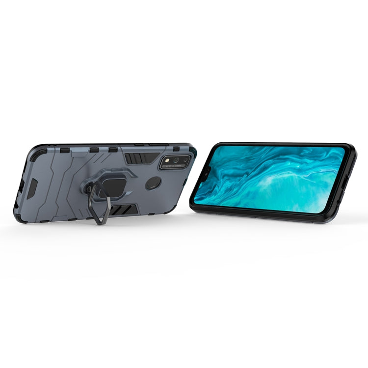 Para Huawei Honor 9X Lite Funda protectora PC + TPU a prueba de golpes con soporte para anillo magnético (azul marino)