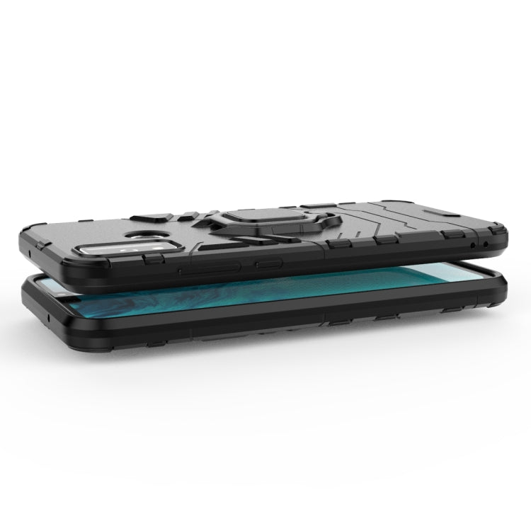 Para Huawei Honor 9X Lite Funda protectora PC + TPU a prueba de golpes con soporte para anillo magnético (azul marino)