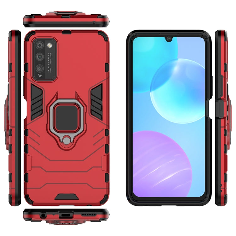 Para Huawei Honor 30 Lite Funda protectora PC + TPU a prueba de golpes con soporte para anillo magnético (rojo)