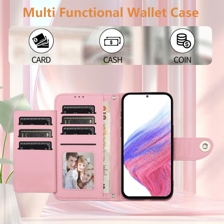 Funda de cuero con textura rómbica y cordón para Samsung Galaxy M56 5G (rosa)