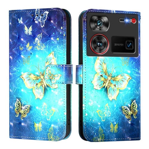 Funda de Cuero con Tapa Horizontal para ZTE Nubia Z60 Ultra (Mariposa Dorada)