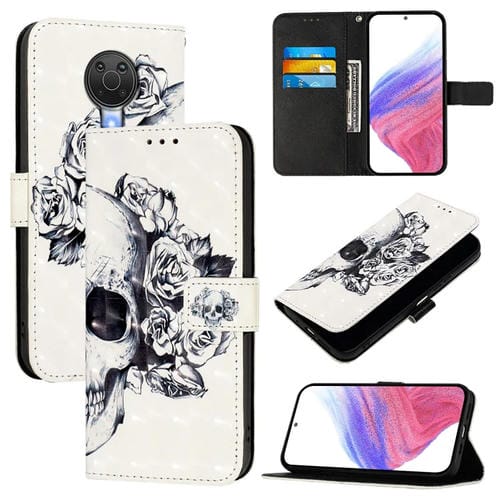Funda de Cuero con Tapa Horizontal y Pintura 3D para Nokia 6.3/G20/G10 (Calavera)