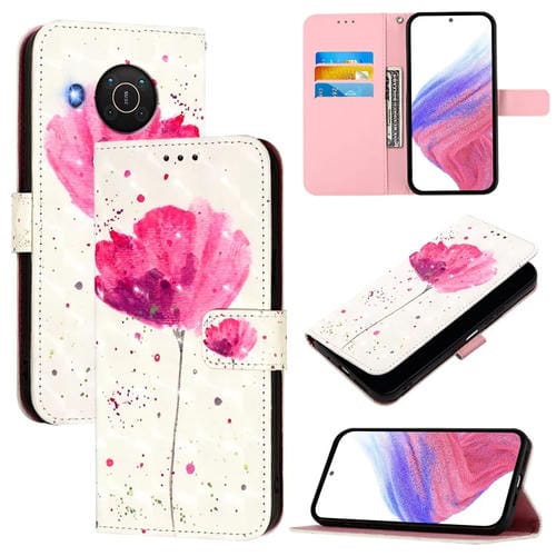 Funda de Cuero con Tapa Horizontal y Pintura 3D para Nokia X20/X10 (Flor)