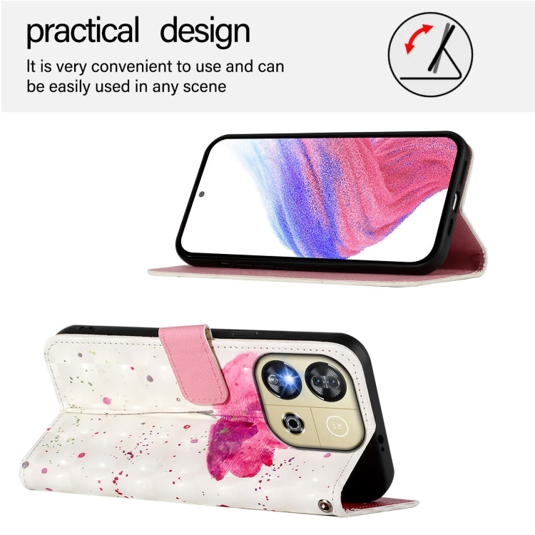 Funda de Cuero con Tapa Horizontal y Pintura 3D para Oukitel C57S (Flor)