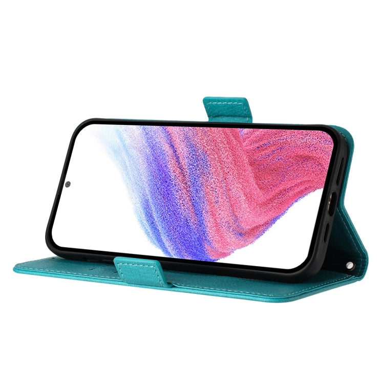Funda de Cuero Antirrobo RFID con Relieve para Teléfono Itel A80 4G (Azul Claro)