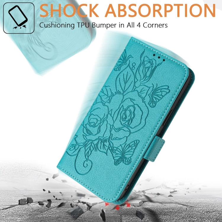 Funda de Cuero Antirrobo RFID con Relieve para Teléfono Itel A80 4G (Azul Claro)