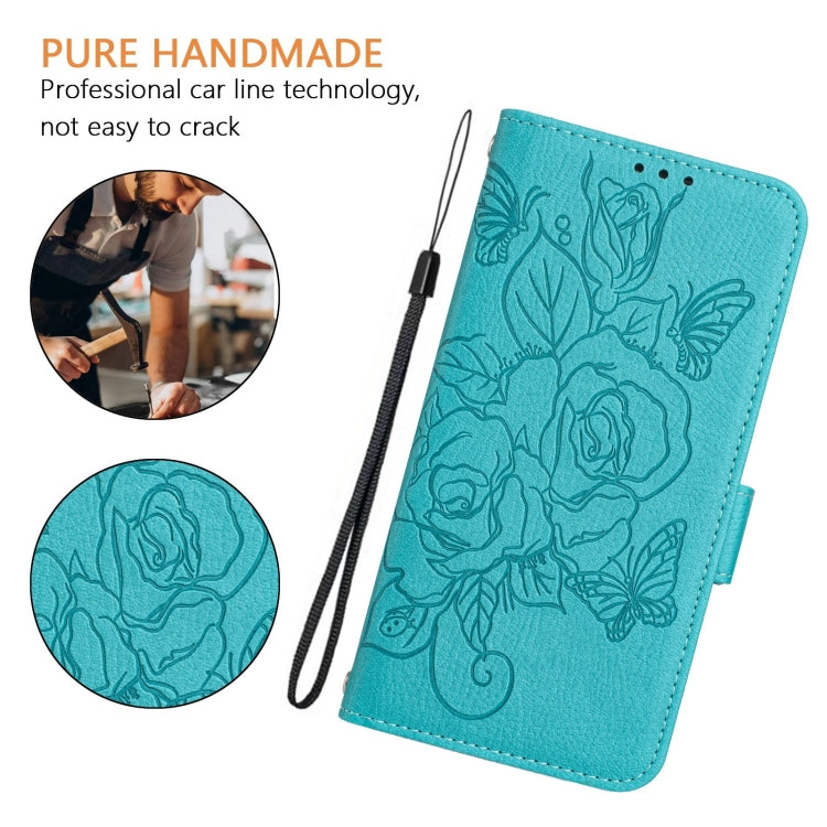 Funda de Cuero Antirrobo RFID con Relieve para Teléfono Itel A80 4G (Azul Claro)