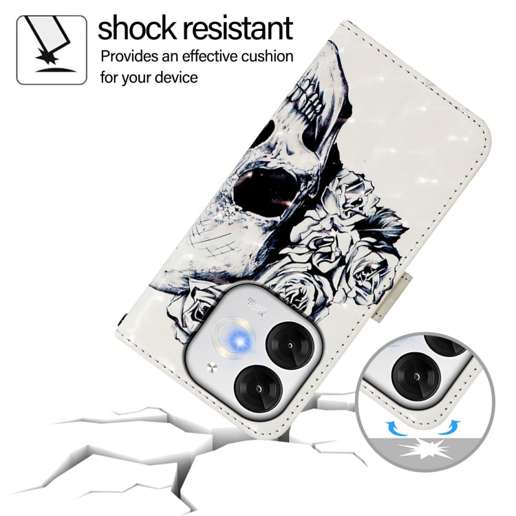 Funda de Cuero con Tapa Horizontal y Pintura 3D para Teléfono Itel A80 4G (Calavera)