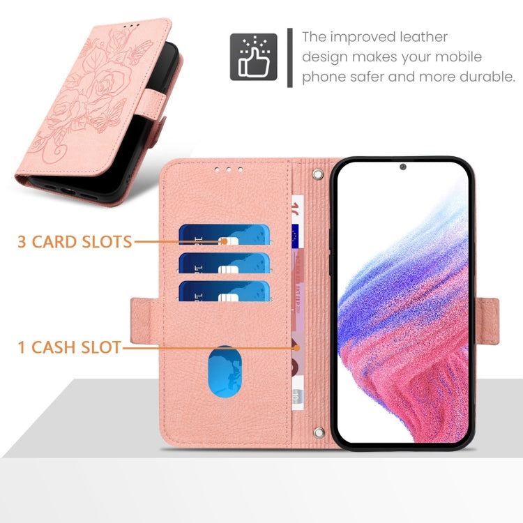 Funda de Cuero Antirrobo con RFID para Tecno Spark 20 Pro 5G con Relieve (Rosa)