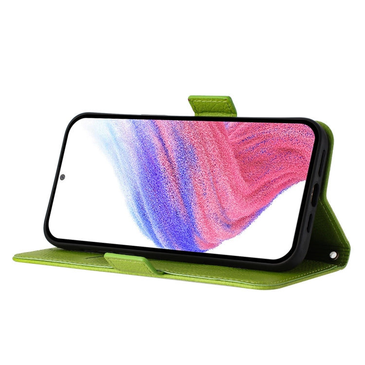 Funda de Cuero Antirrobo RFID con Relieve para Tecno Spark 30C (Verde)