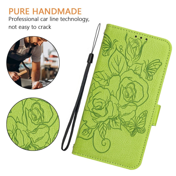 Funda de Cuero Antirrobo RFID con Relieve para Tecno Spark 30C (Verde)