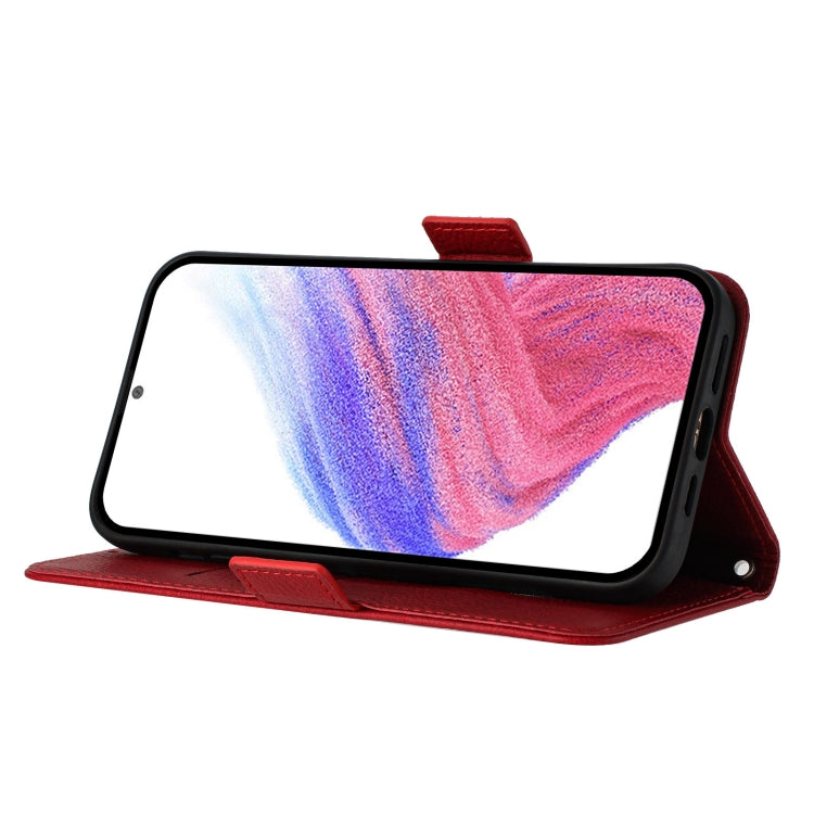Funda de Cuero Antirrobo RFID con Relieve para Tecno Spark 30 5G (Rojo)