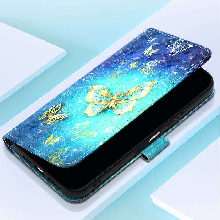 Funda de Cuero con Tapa Horizontal y Pintura 3D para TCL 30Z T602Dl (Mariposa Dorada)