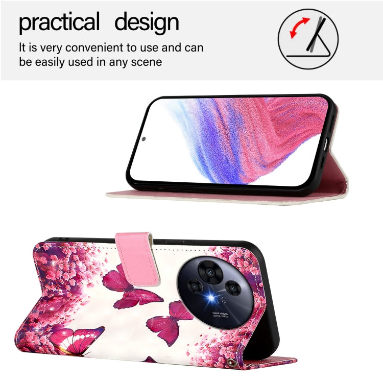 Funda de Cuero con Tapa Horizontal para TCL 50 Pro Nxtpaper con Pintura 3D (Mariposa Rosa)