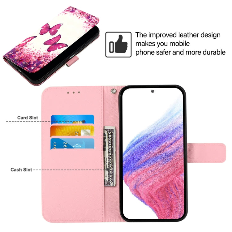 Funda de Cuero con Tapa Horizontal para TCL 50 Pro Nxtpaper con Pintura 3D (Mariposa Rosa)
