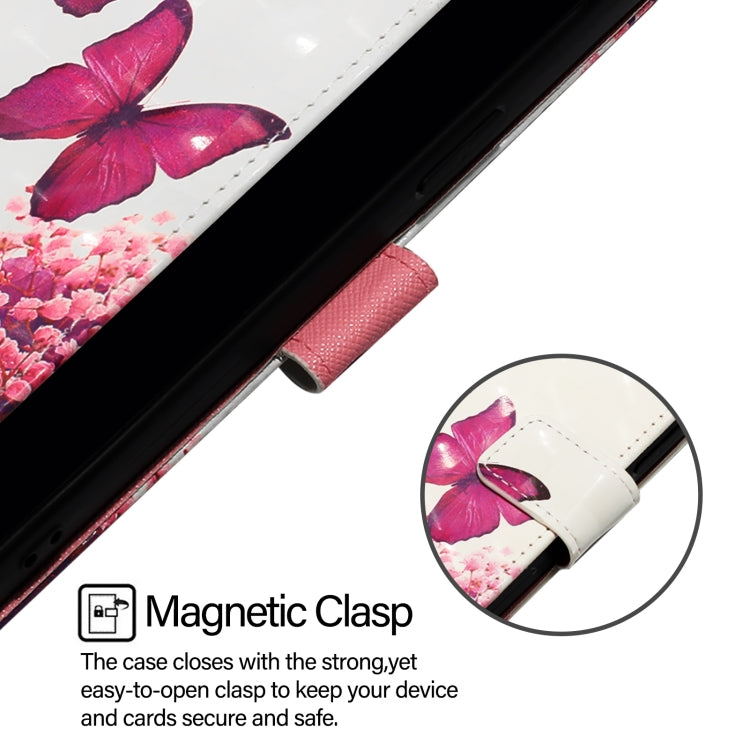 Funda de Cuero con Tapa Horizontal para TCL 50 Pro Nxtpaper con Pintura 3D (Mariposa Rosa)