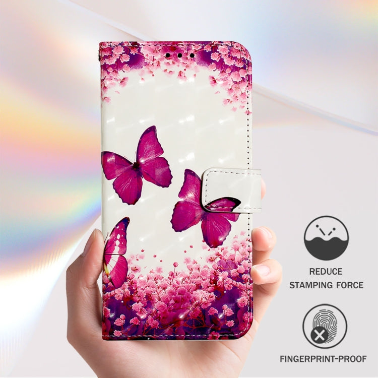 Funda de Cuero con Tapa Horizontal para TCL 50 Pro Nxtpaper con Pintura 3D (Mariposa Rosa)