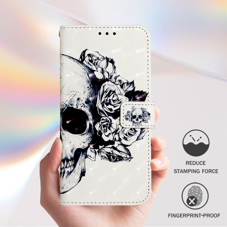 Funda de Cuero con Tapa Horizontal y Pintura 3D para Infinix Hot 9 y Hot 9 Pro (Calavera)
