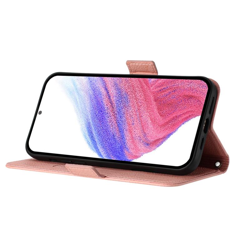 Funda de Cuero Antirrobo con RFID y Diseño en Relieve para Huawei Nova 13 Pro (Rosa)
