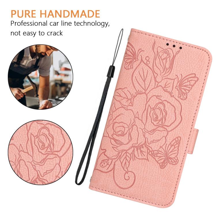 Funda de Cuero Antirrobo con RFID y Diseño en Relieve para Huawei Nova 13 Pro (Rosa)