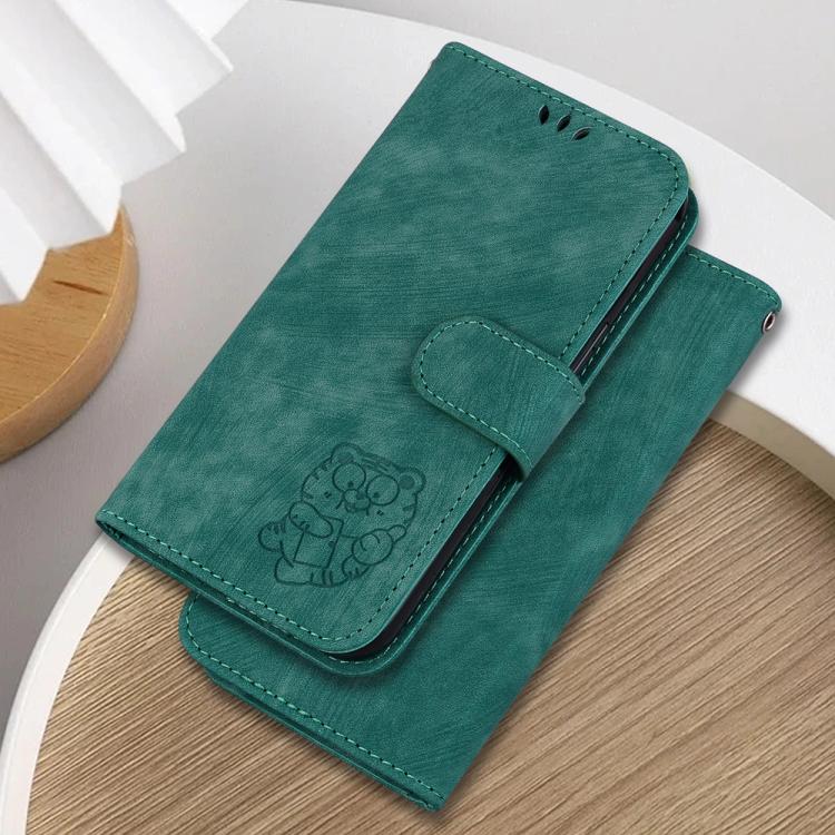 Funda de cuero con relieve de tigre pequeño para Redmi A5 4G (171,7 mm) (verde)