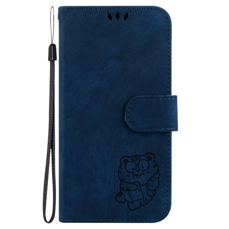 Funda de piel con relieve de tigre para Redmi A5 4G (171,7 mm) (azul oscuro)