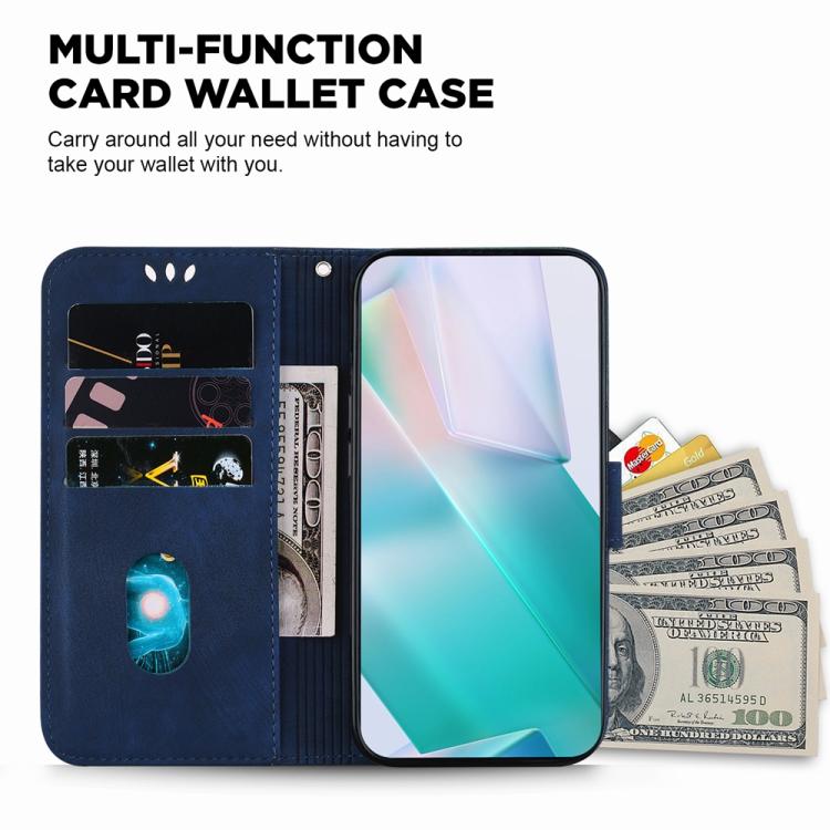 Funda de piel con relieve de tigre para Redmi A5 4G (171,7 mm) (azul oscuro)