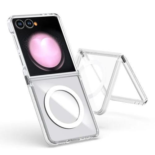 Funda híbrida de TPU acrílico transparente de dos colores con MagSafe para Samsung Galaxy Z Flip7 5G (transparente)