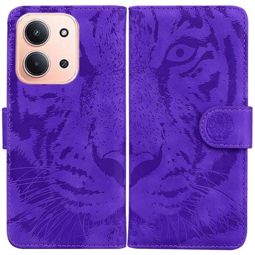 Funda de cuero con tapa y estampado de tigre para Redmi 15C 4G (173,1 mm) / Redmi 15C 5G (173,1 mm) (morado)