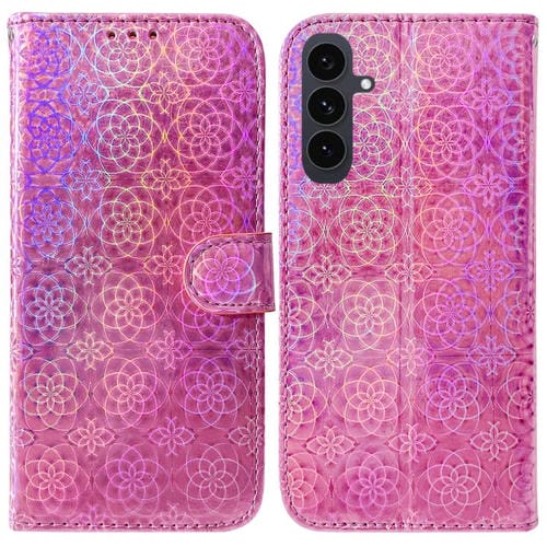 Funda de cuero con hebilla magnética colorida para Samsung Galaxy S25 FE 5G (rosa)