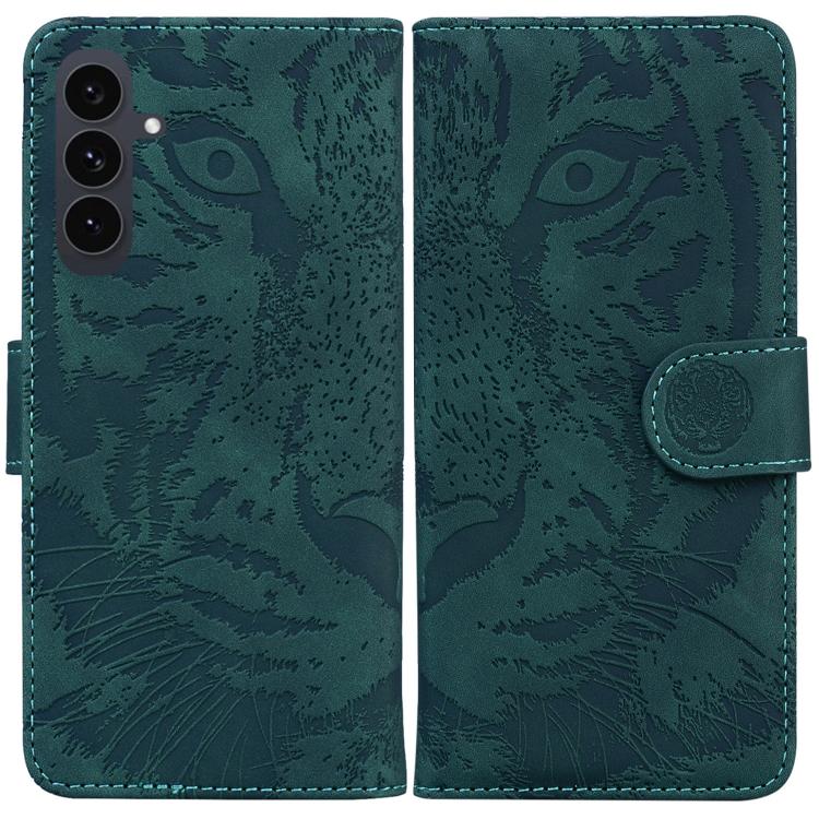 Funda de cuero con tapa y estampado de tigre para Samsung Galaxy S25 FE 5G (verde)