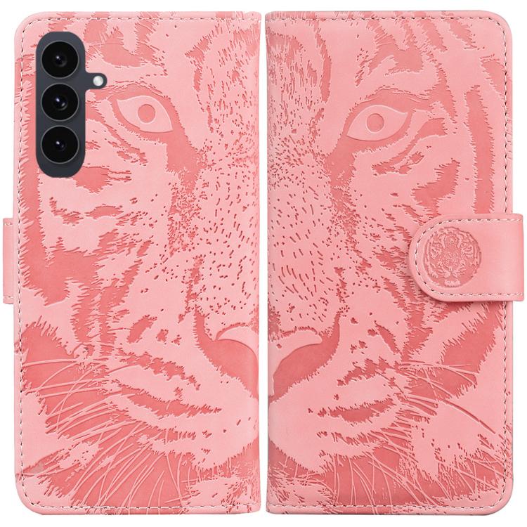 Funda de cuero con tapa y estampado de tigre para Samsung Galaxy S25 FE 5G (rosa)