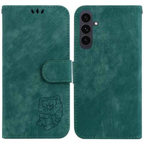 Funda de piel con relieve de tigre para Samsung Galaxy S25 FE 5G (verde)