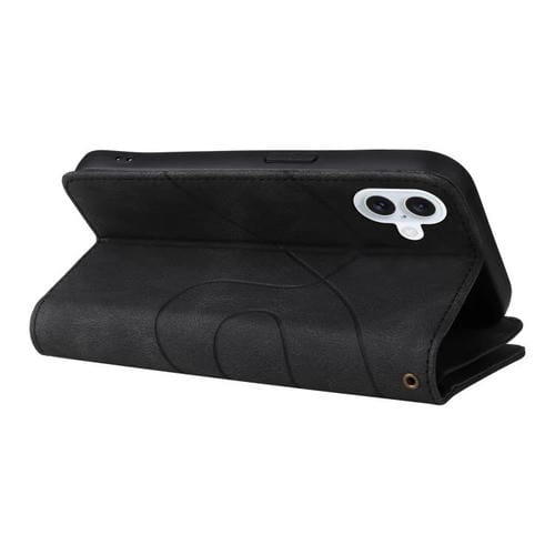 Funda de cuero con cremallera para iPhone 17, bicolor, con 9 ranuras para tarjetas (negro)