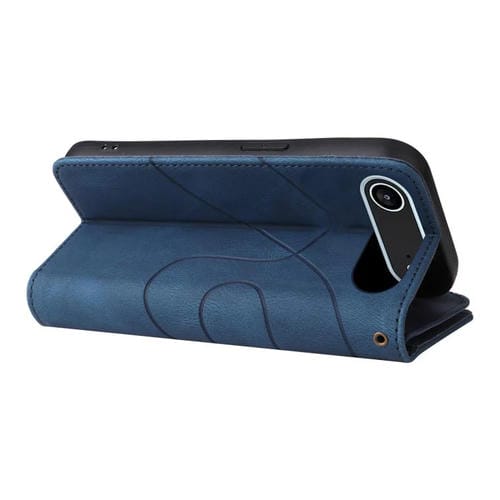 Funda de cuero con cremallera para iPhone 17 Air, bicolor, con 9 ranuras para tarjetas (azul)