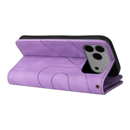 Funda de cuero con cremallera para iPhone 17 Pro Max, bicolor, con 9 ranuras para tarjetas (morado)