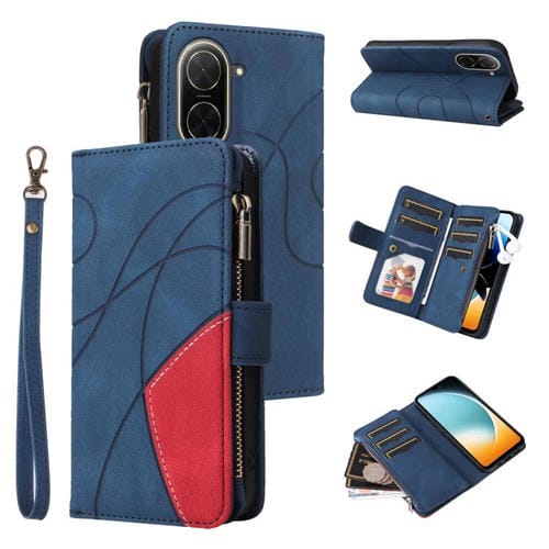 Funda de cuero con cremallera para Redmi A5 4G (171,7 mm) / Poco C71 (azul)