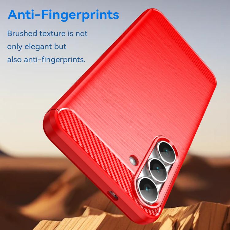 Funda de TPU con textura cepillada de fibra de carbono para Samsung Galaxy S25 FE 5G (roja)