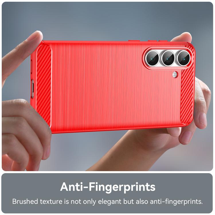 Funda de TPU con textura cepillada de fibra de carbono para Samsung Galaxy S25 FE 5G (roja)