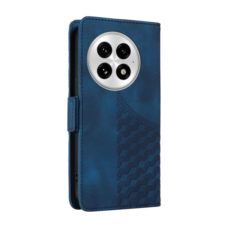 Funda de Cuero OnePlus 13 Diseño de Rombos y Estrellas En Relieve (Azul)