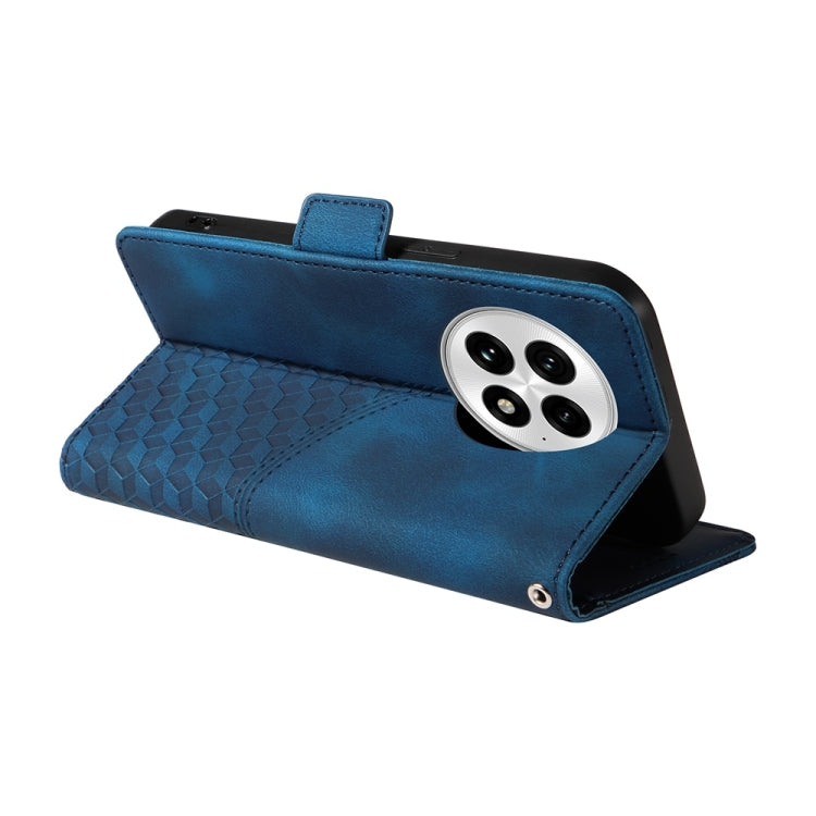 Funda de Cuero OnePlus 13 Diseño de Rombos y Estrellas En Relieve (Azul)