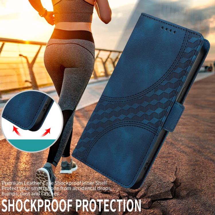 Funda de Cuero con Rombos y Estrellas para OnePlus 13R/Ace 5/Ace 5 Pro (Azul)