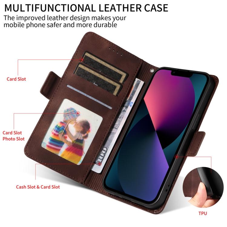 Funda de Cuero con Rombos y Estrellas para OnePlus 13R Ace 5 Ace 5 Pro (Marrón)
