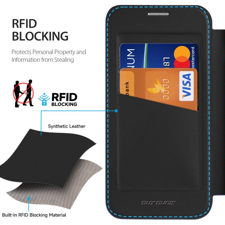 Funda de Cuero para iPhone 16E Dux Ducis Skin X Pro Series con Soporte para Anillo Magsafe (Negro)